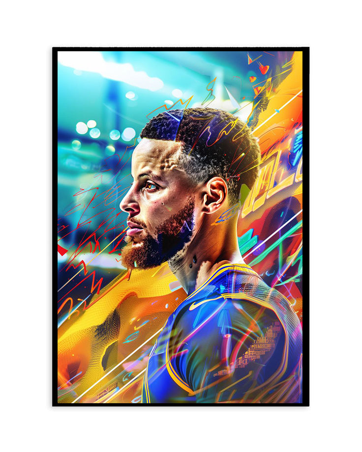 Stephen Curry Abstract Poster – Golden State Warriors Wall Art