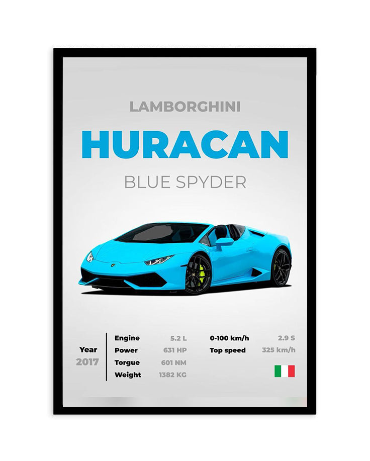 Lamborghini Huracán Blue Spyder – Performance Spec Poster