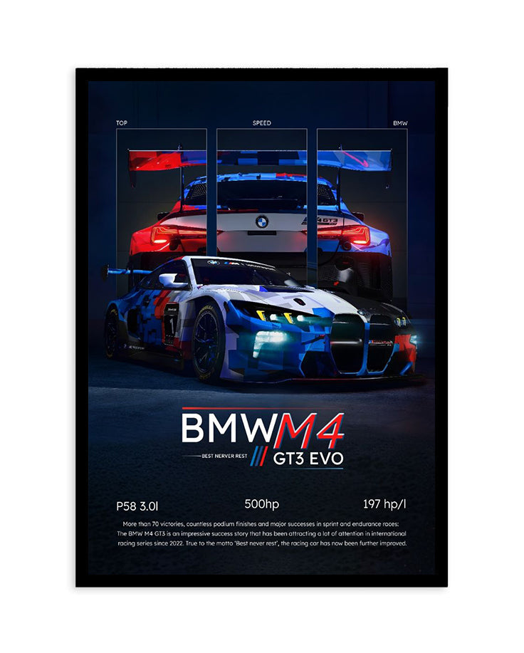 BMW M4 GT3 EVO – "Best Never Rest" Racing Poster